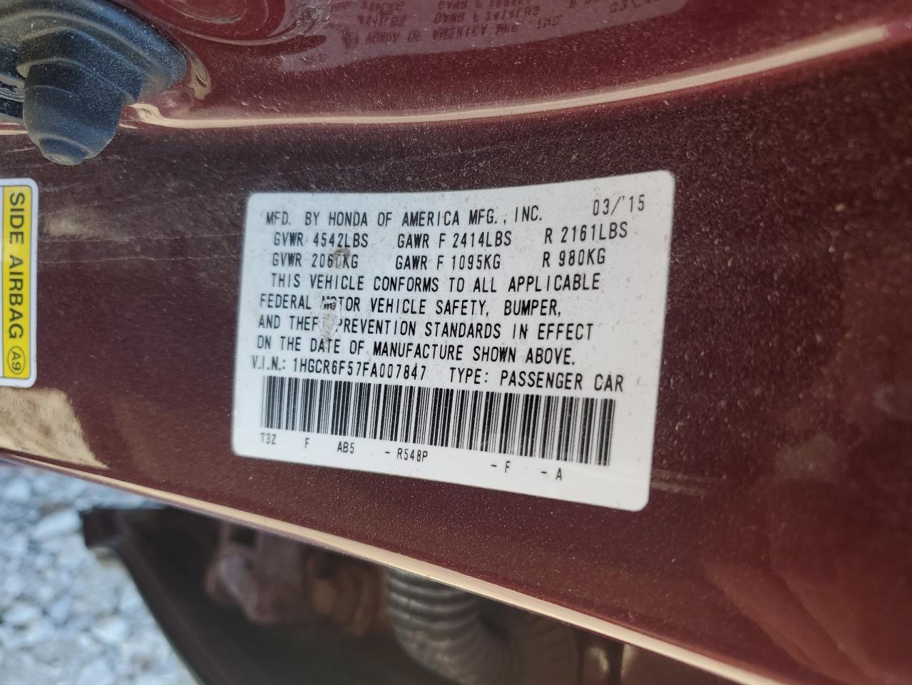 2015 HONDA ACCORD