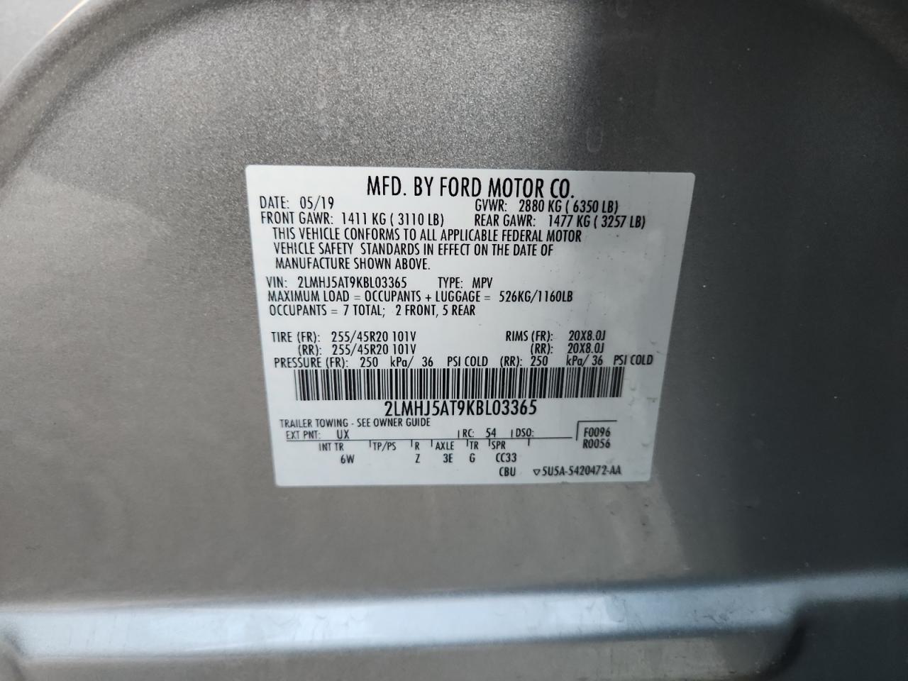 2019 LINCOLN MKT