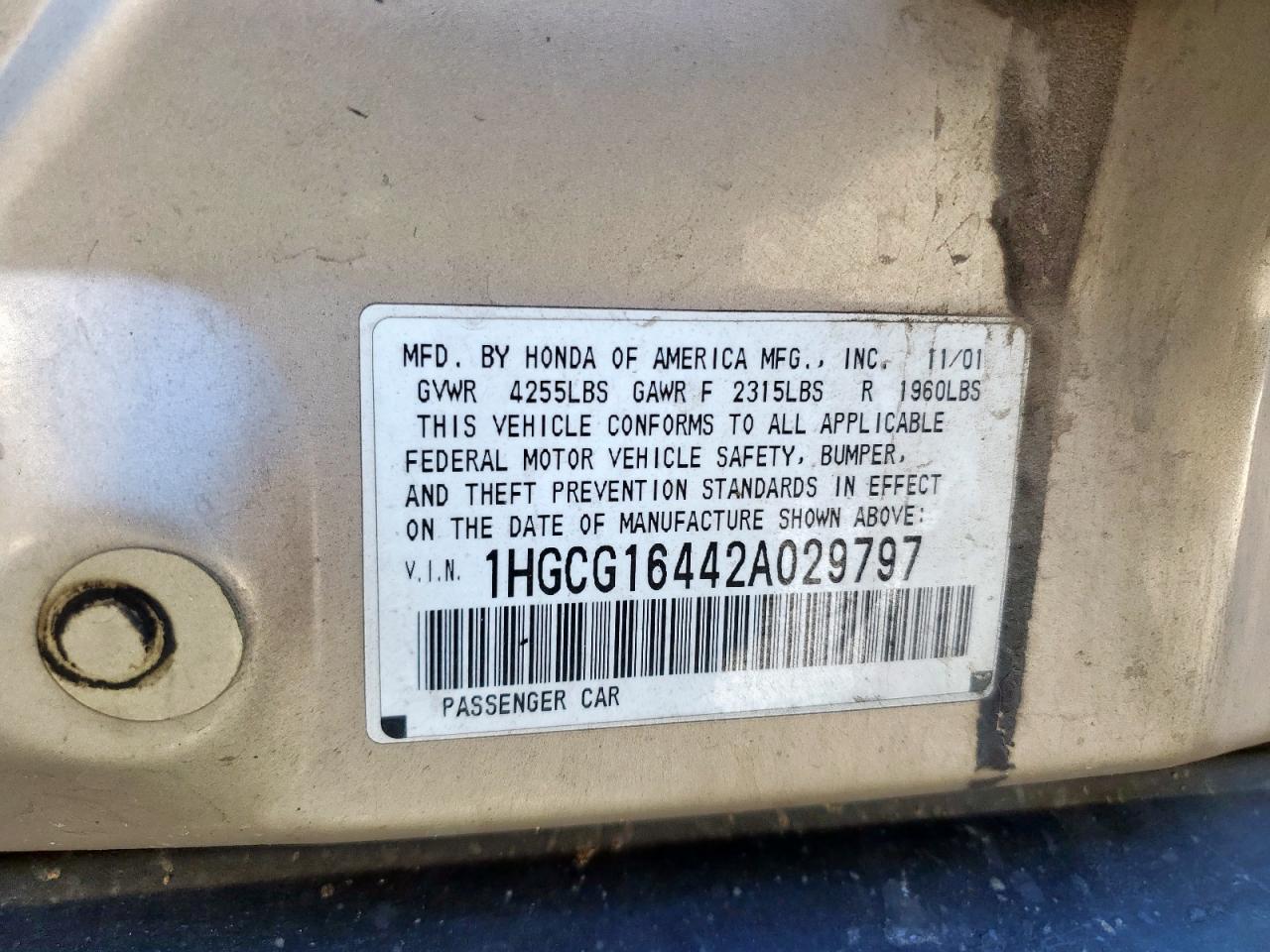 2002 HONDA ACCORD