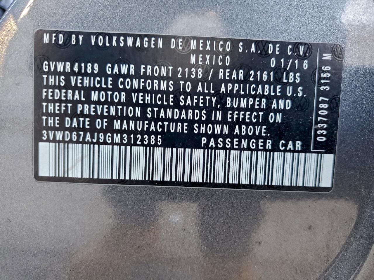 2016 VOLKSWAGEN JETTA