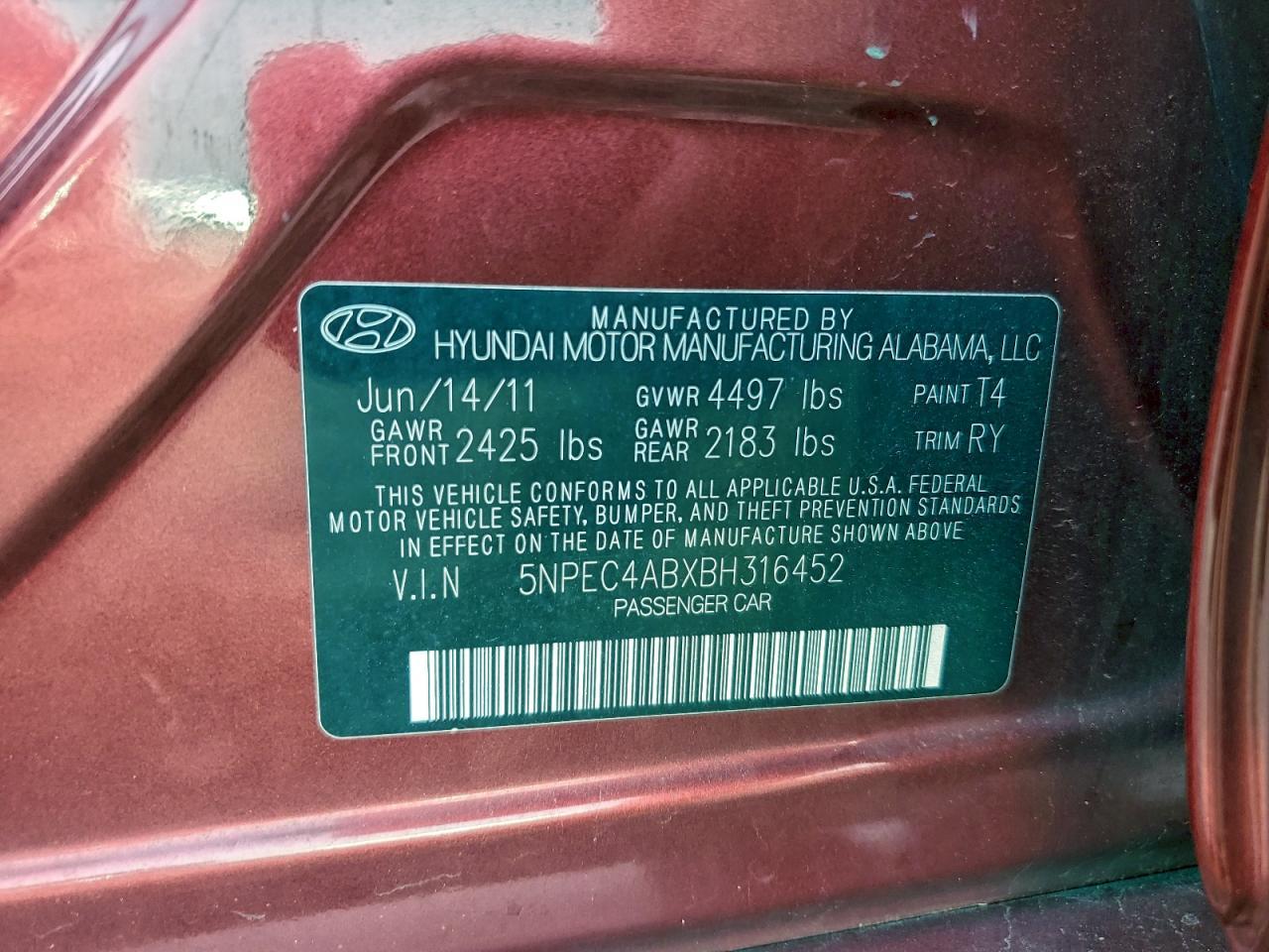 2011 HYUNDAI SONATA