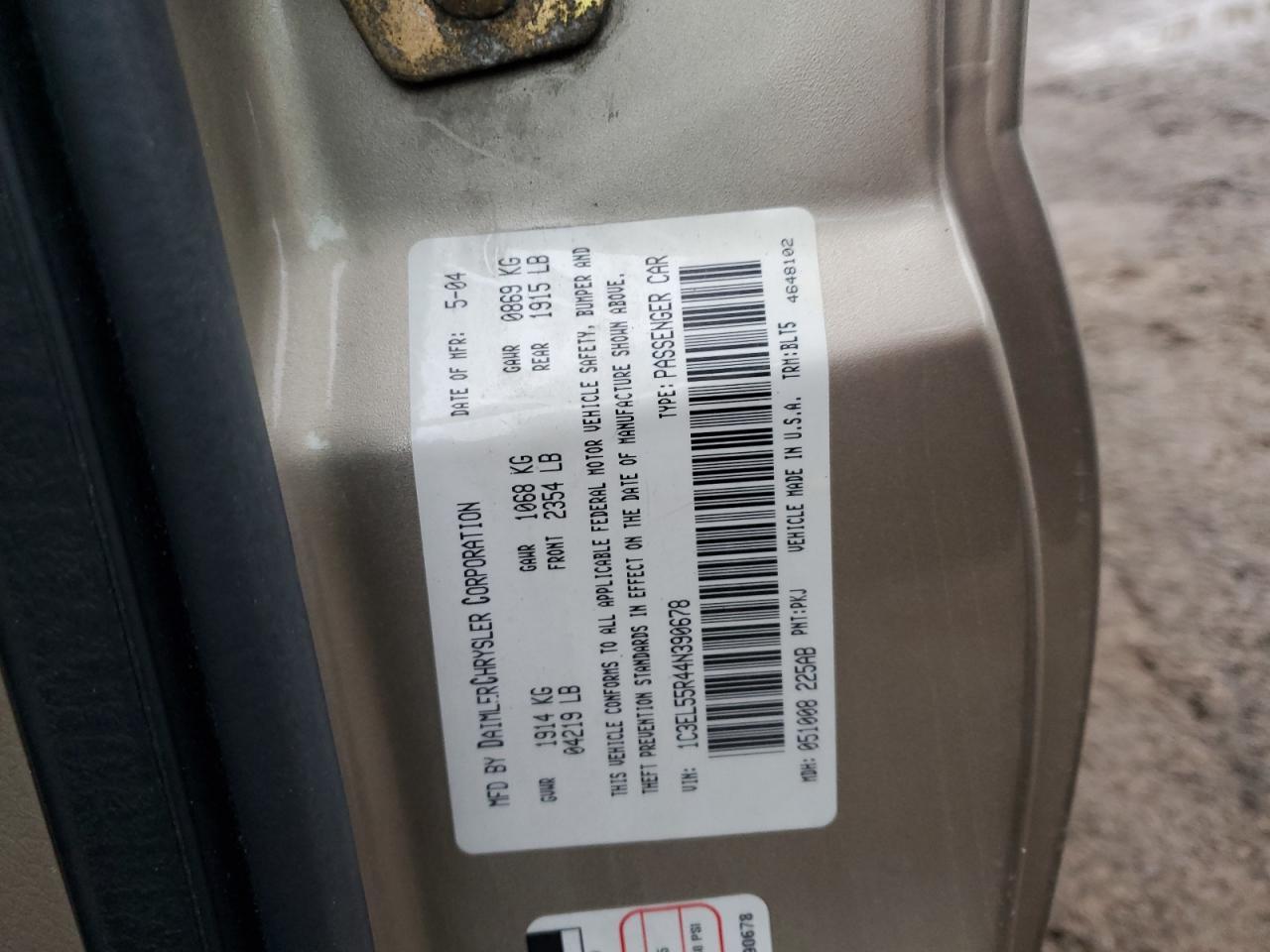 2004 CHRYSLER Sebring
