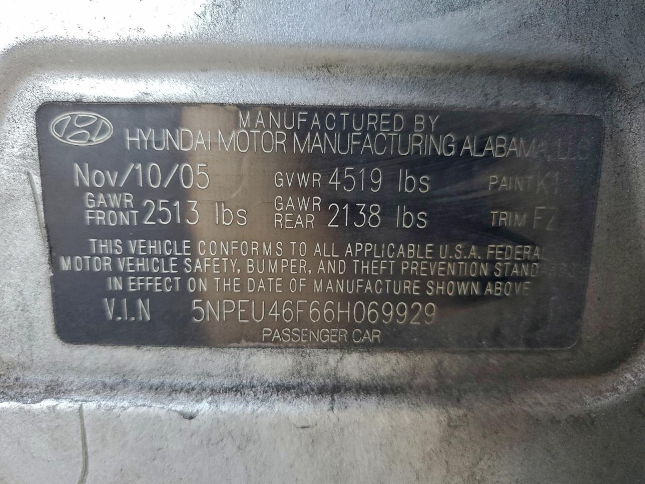 2006 HYUNDAI SONATA