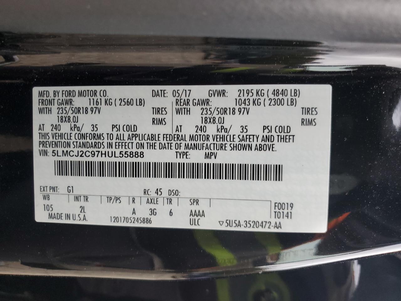 2017 LINCOLN MKC