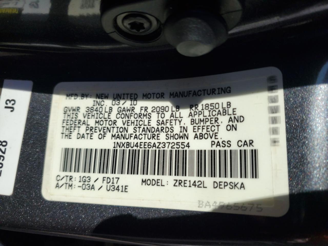 2010 TOYOTA COROLLA