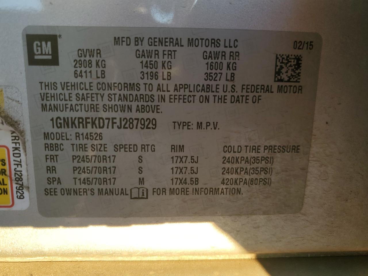2015 CHEVROLET TRAVERSE