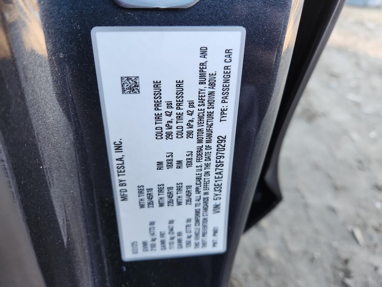 2025 TESLA MODEL 3