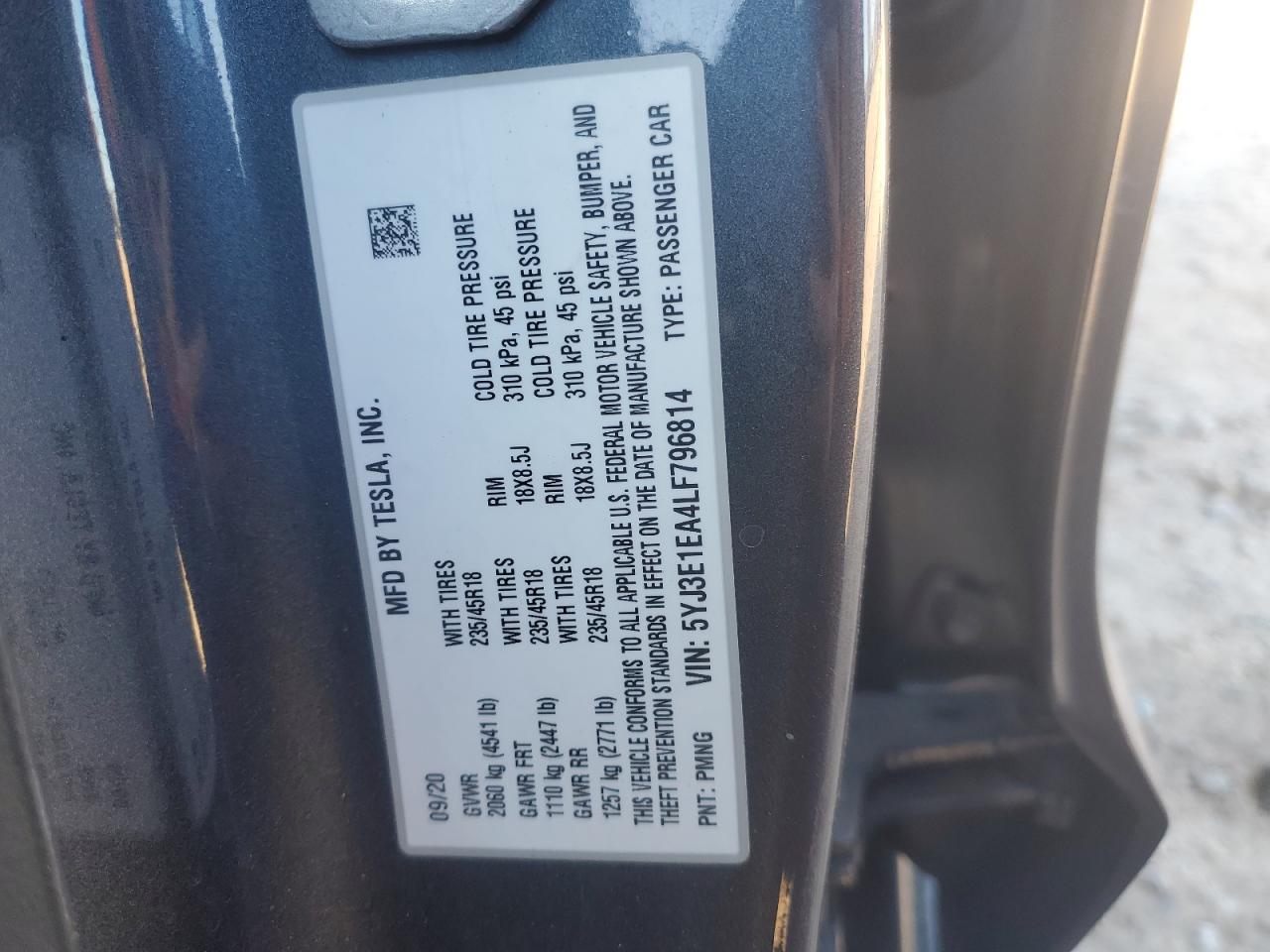 2020 TESLA MODEL 3
