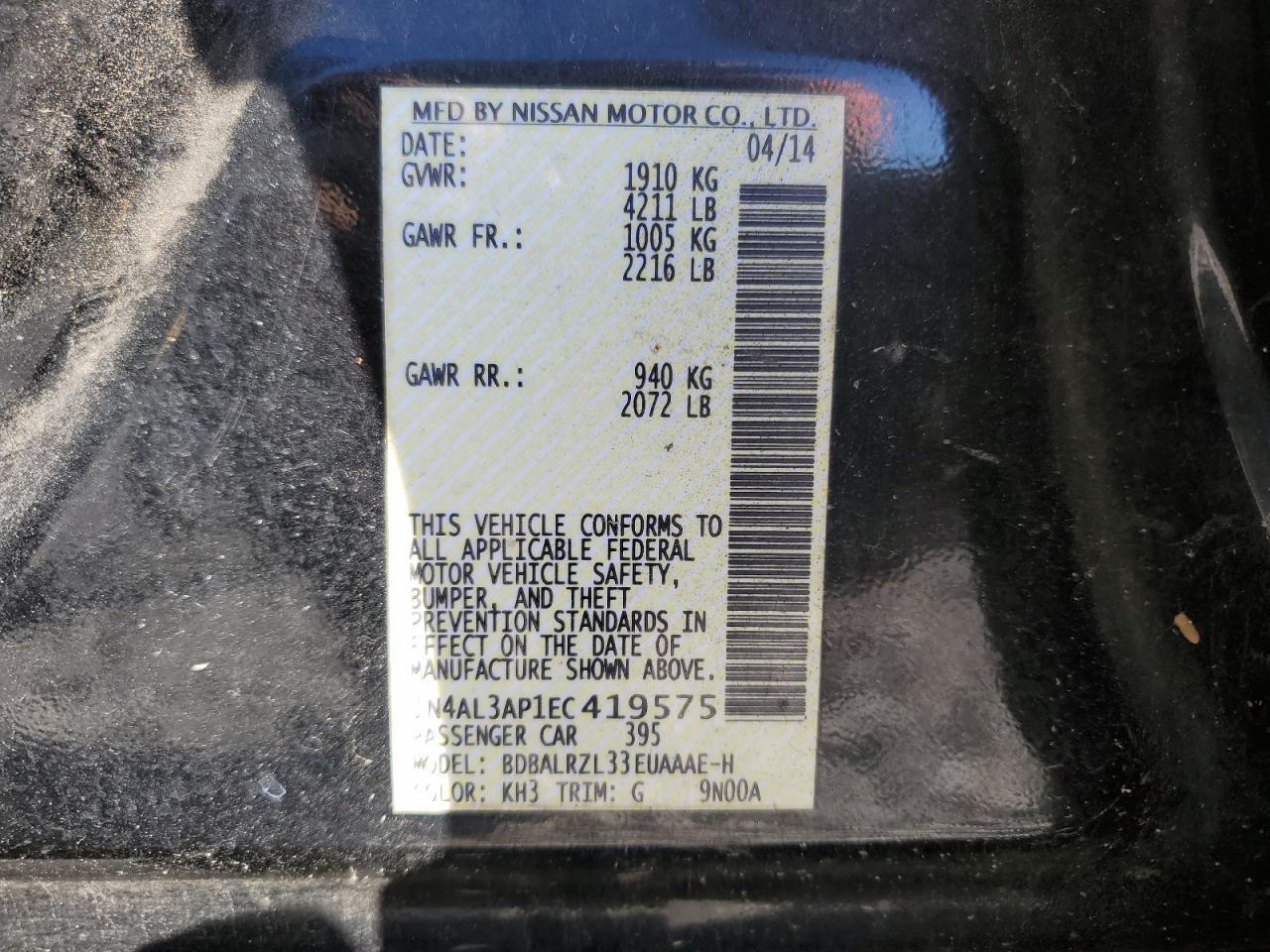 2014 NISSAN ALTIMA