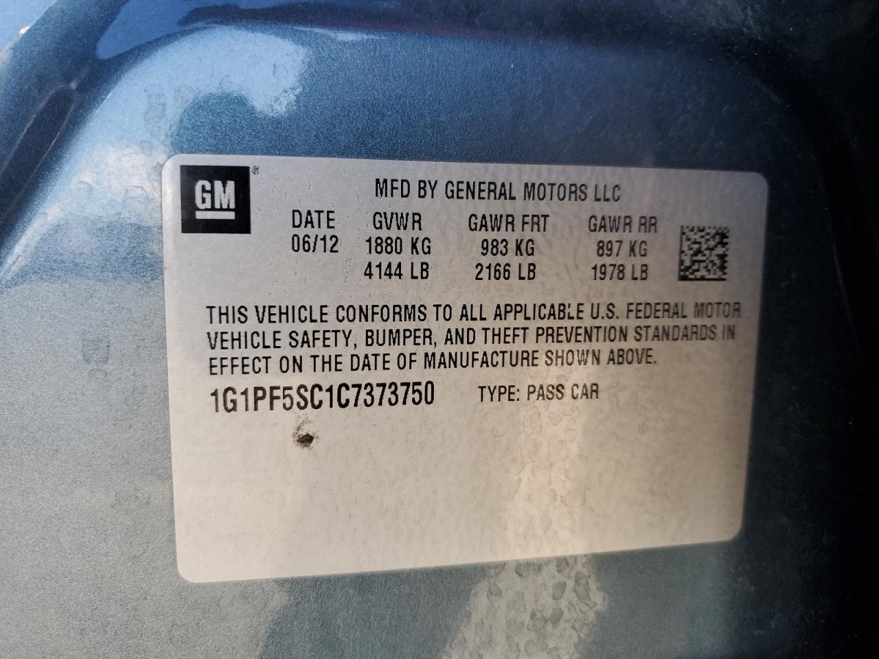 2012 CHEVROLET CRUZE