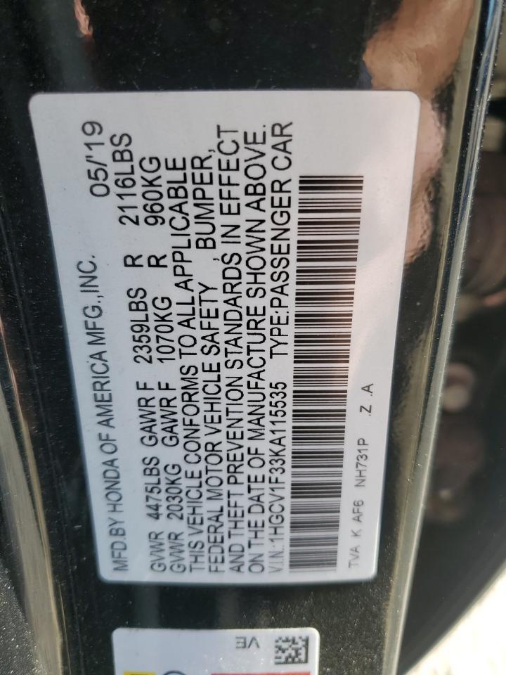2019 HONDA ACCORD