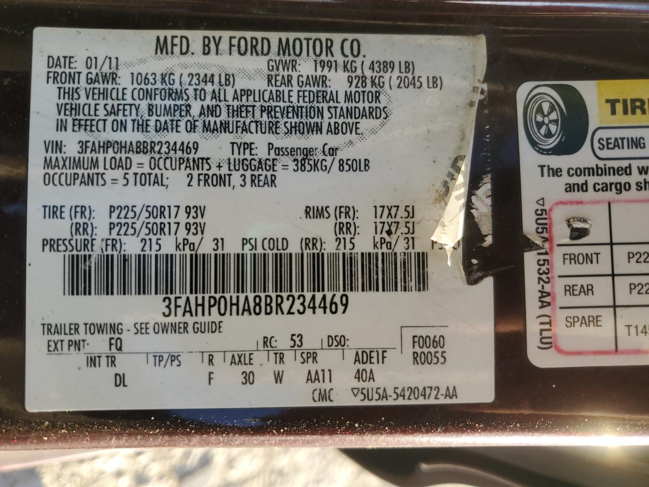 2011 FORD FUSION