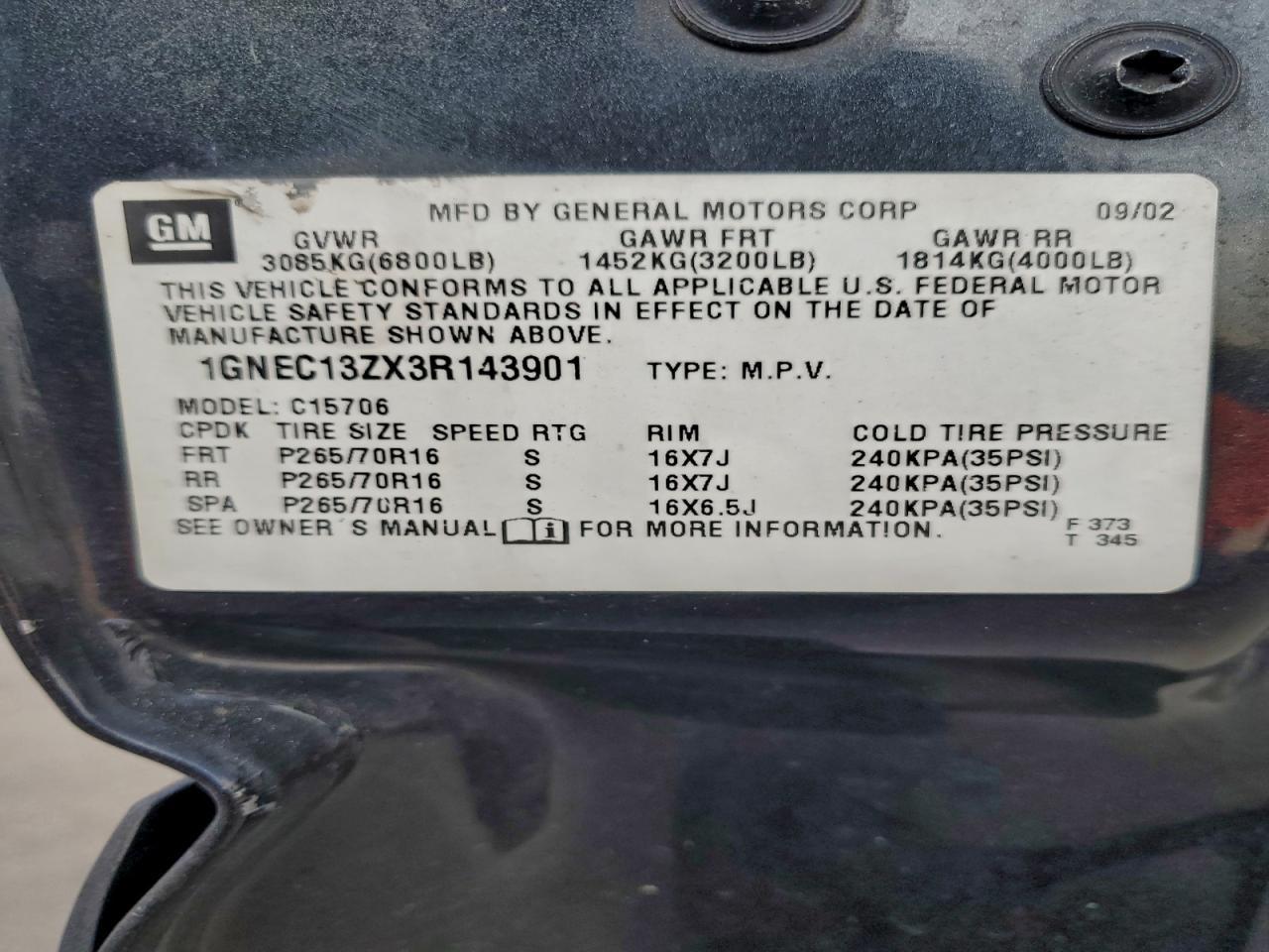 2003 CHEVROLET Tahoe