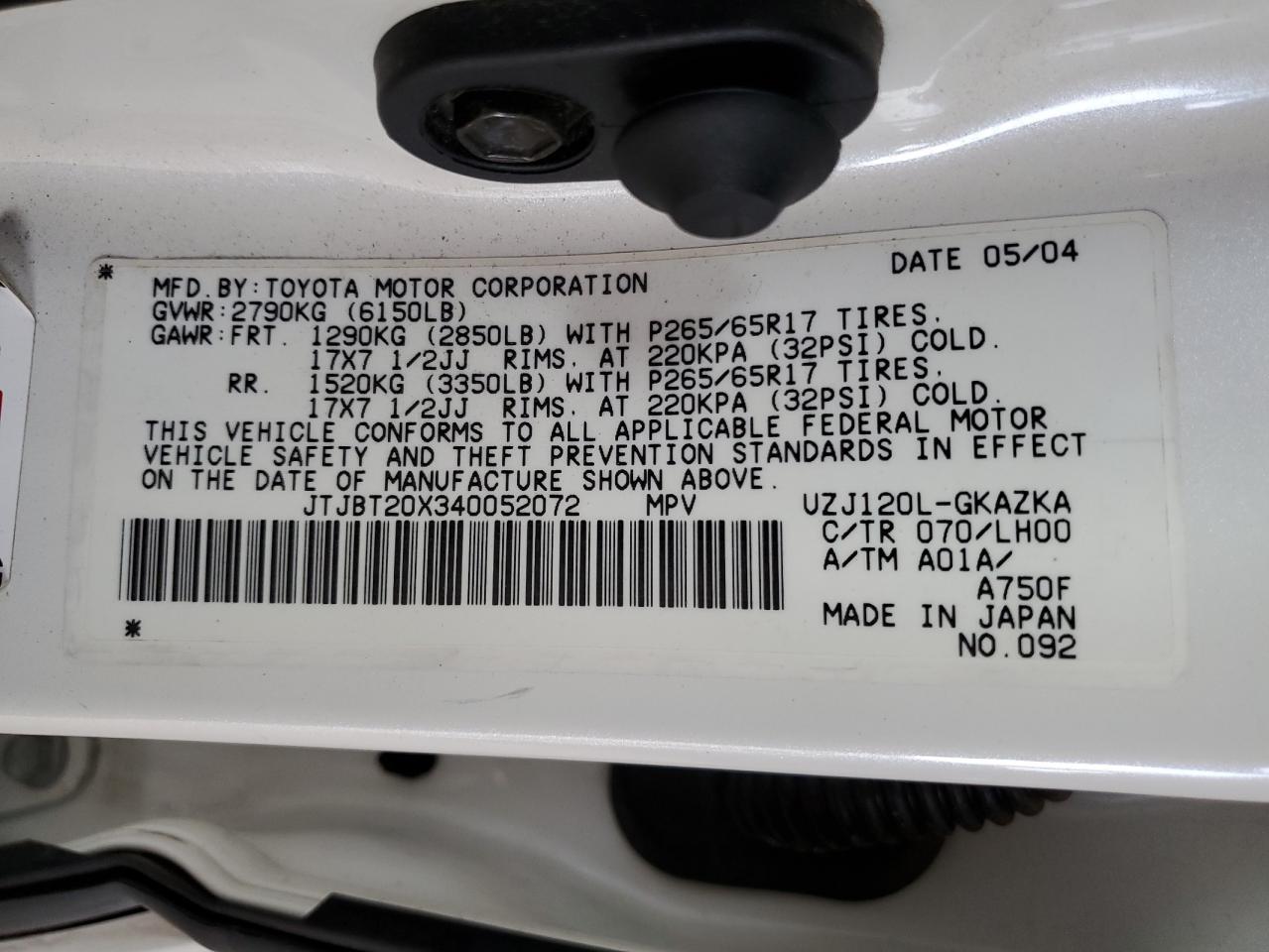2004 LEXUS Gx 470