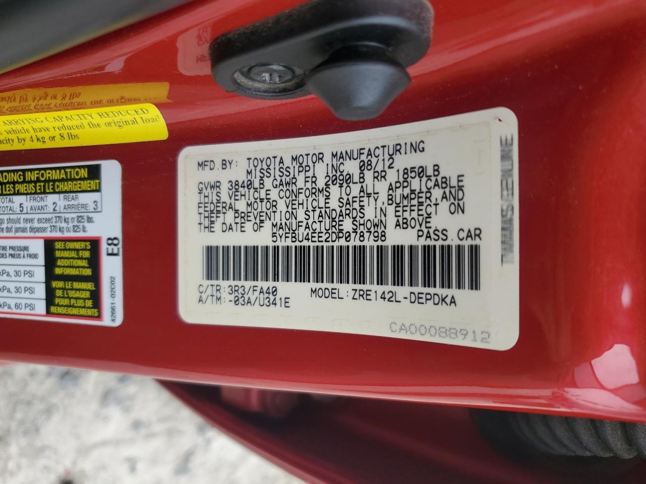 2013 TOYOTA COROLLA