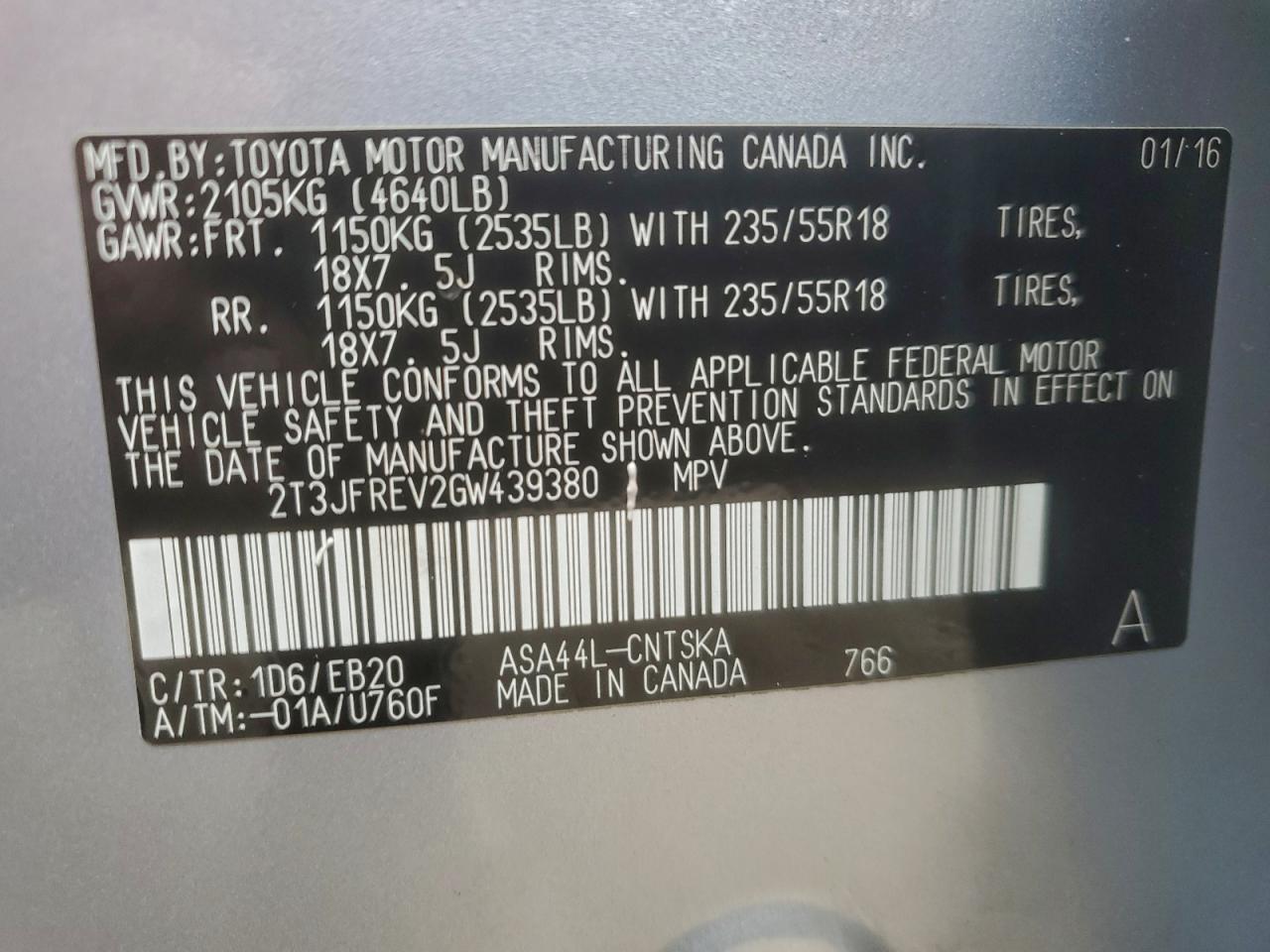 2016 TOYOTA RAV4