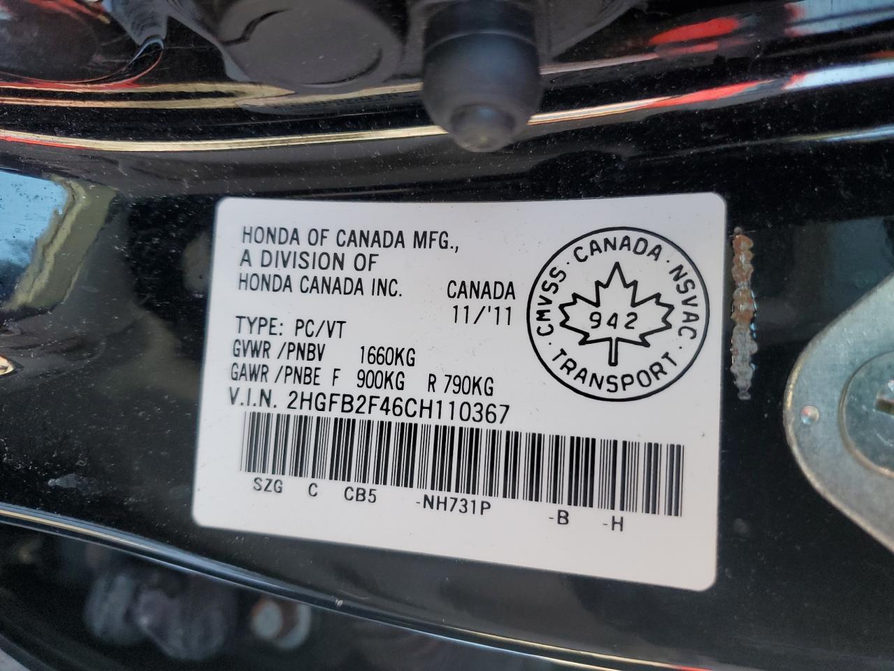 2012 HONDA CIVIC