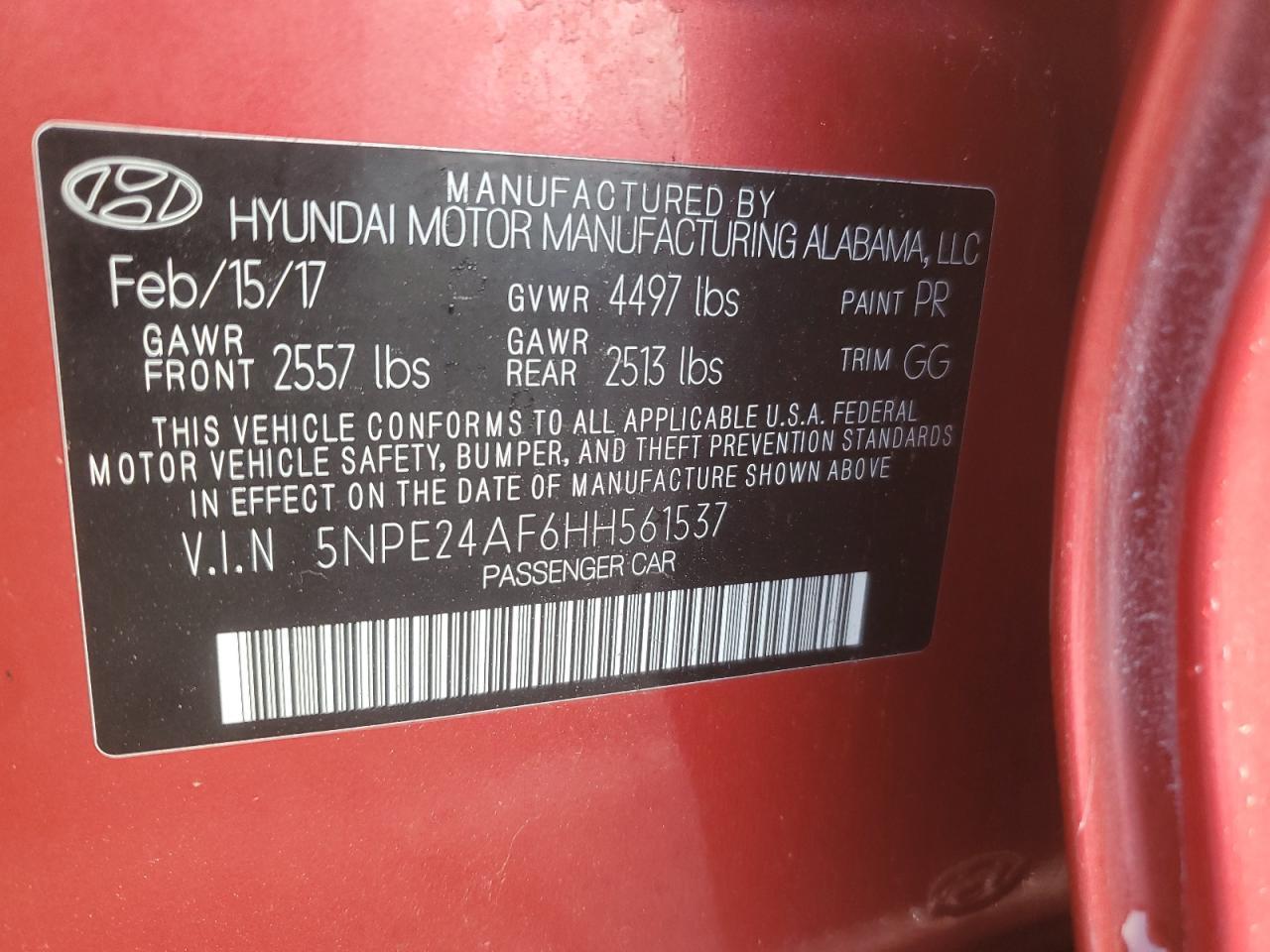 2017 HYUNDAI SONATA