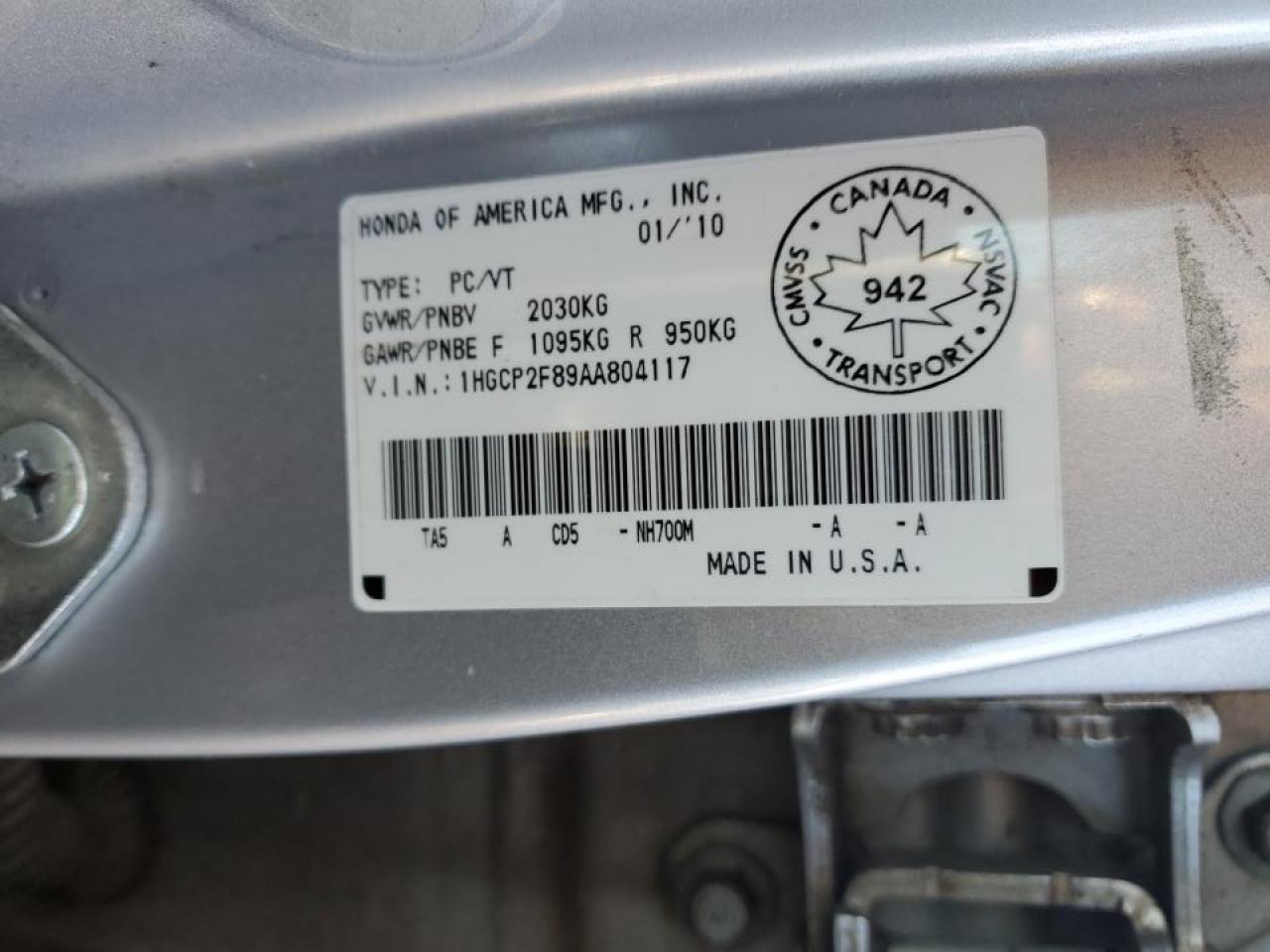 2010 HONDA ACCORD