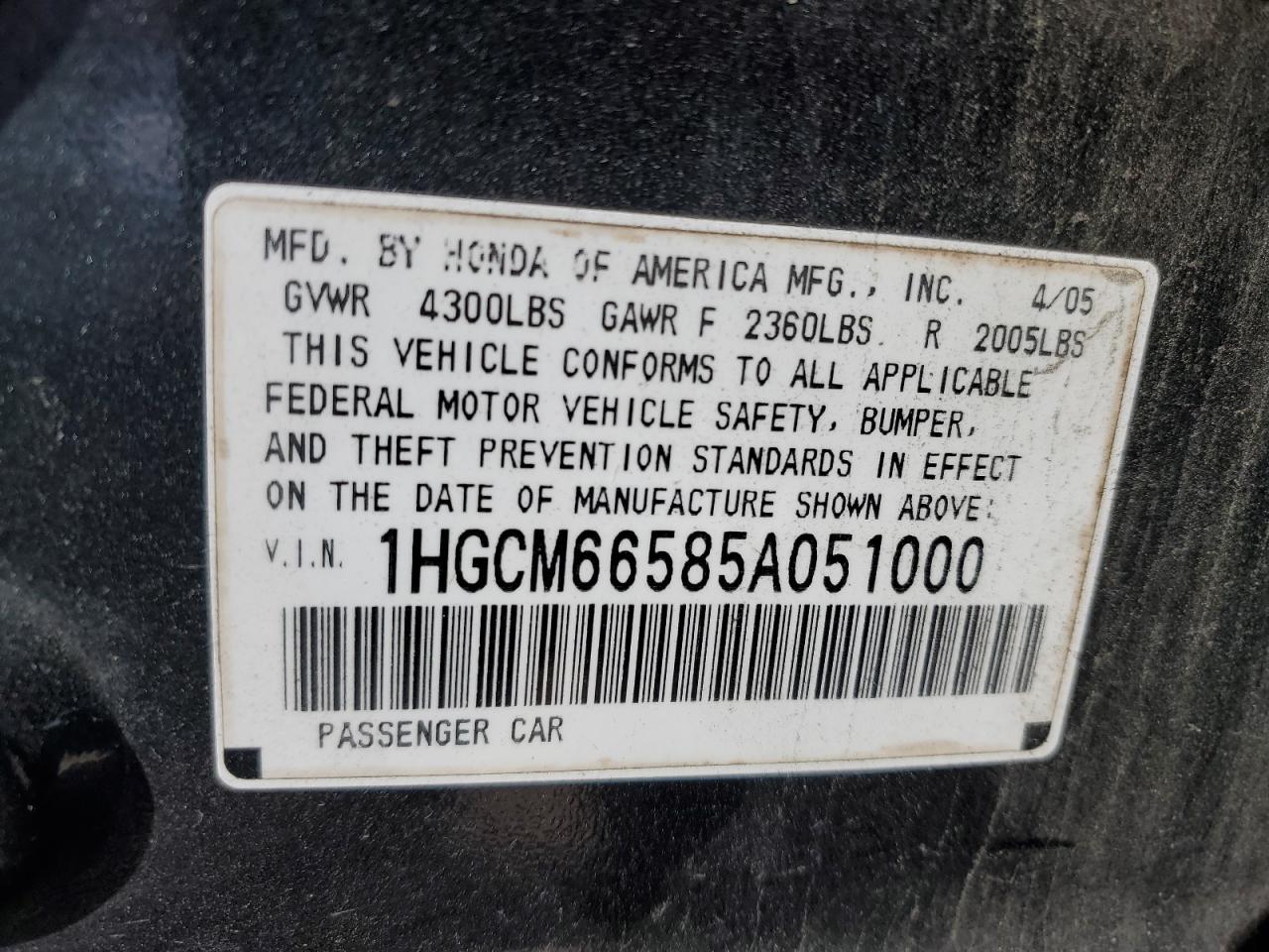 2005 HONDA ACCORD