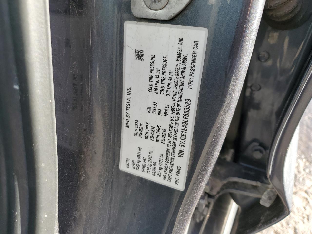 2020 TESLA MODEL 3