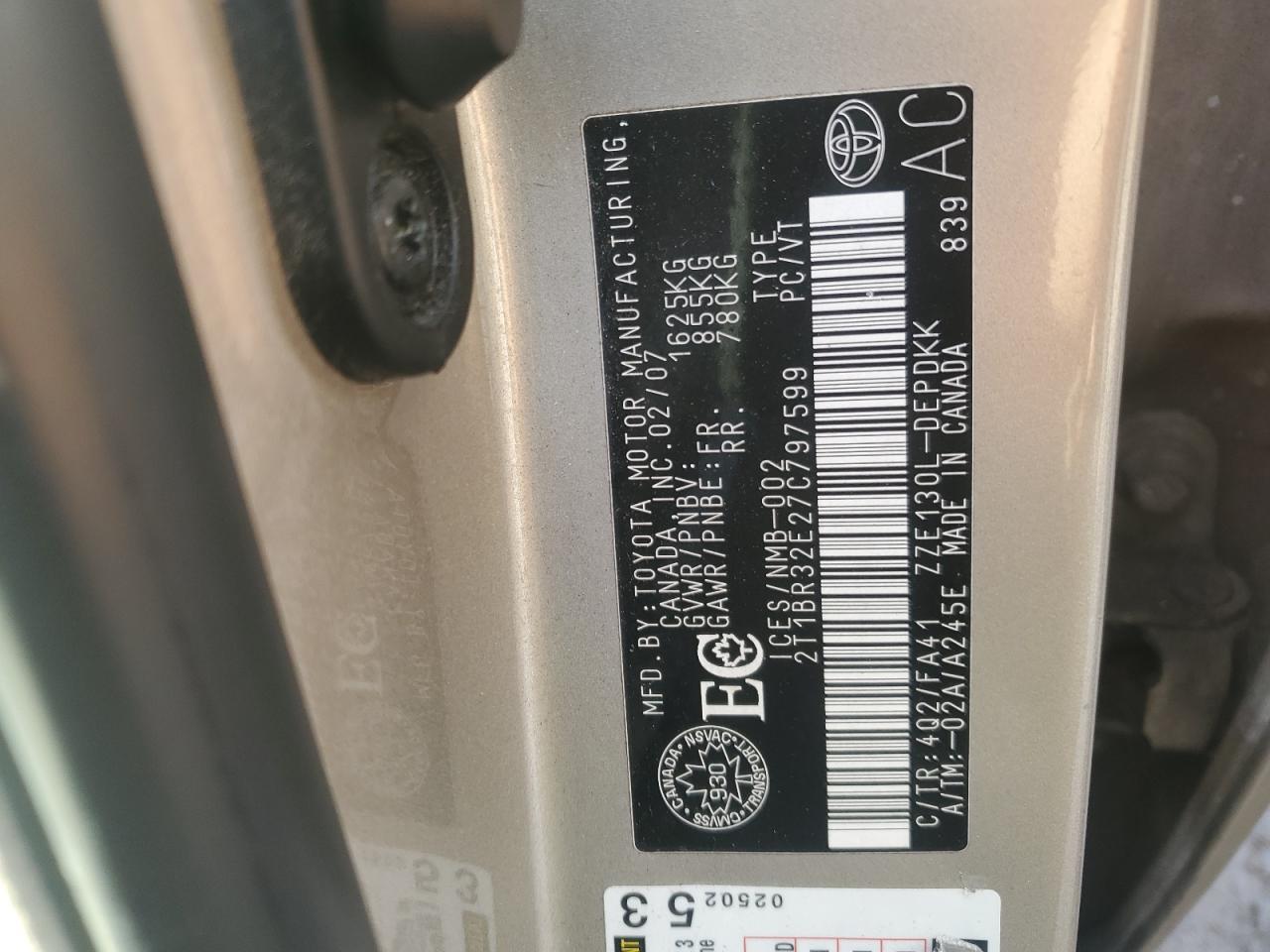 2007 TOYOTA COROLLA