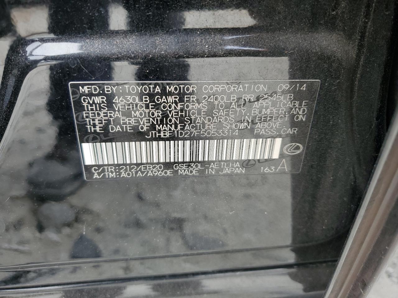 2015 LEXUS IS 250