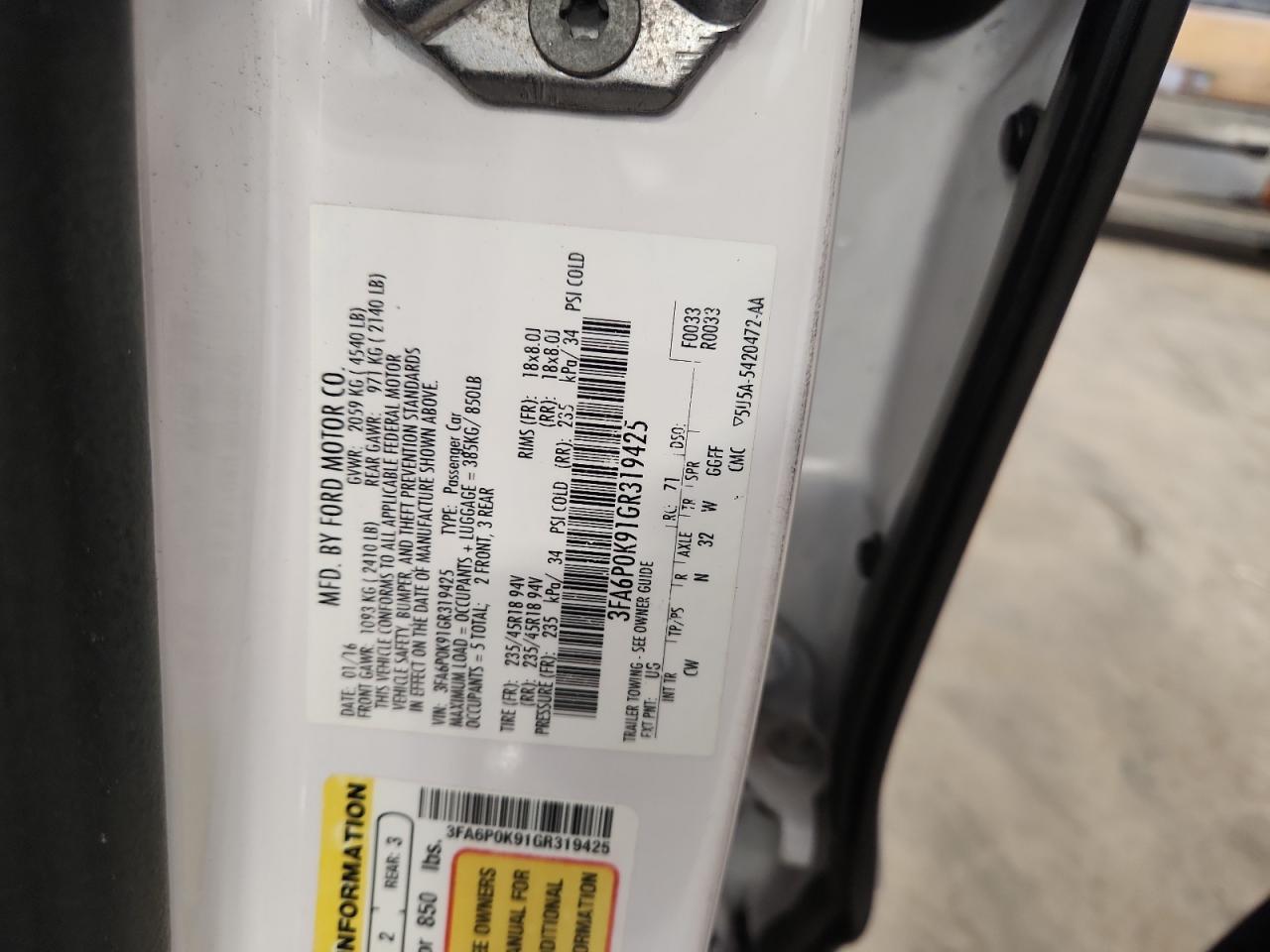 2016 FORD FUSION