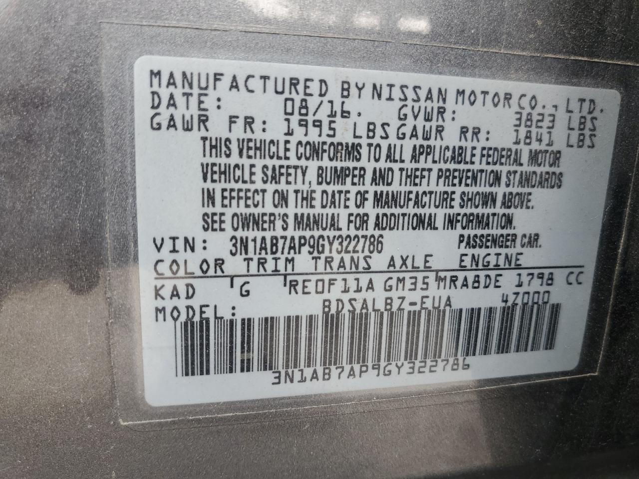 2016 NISSAN SENTRA