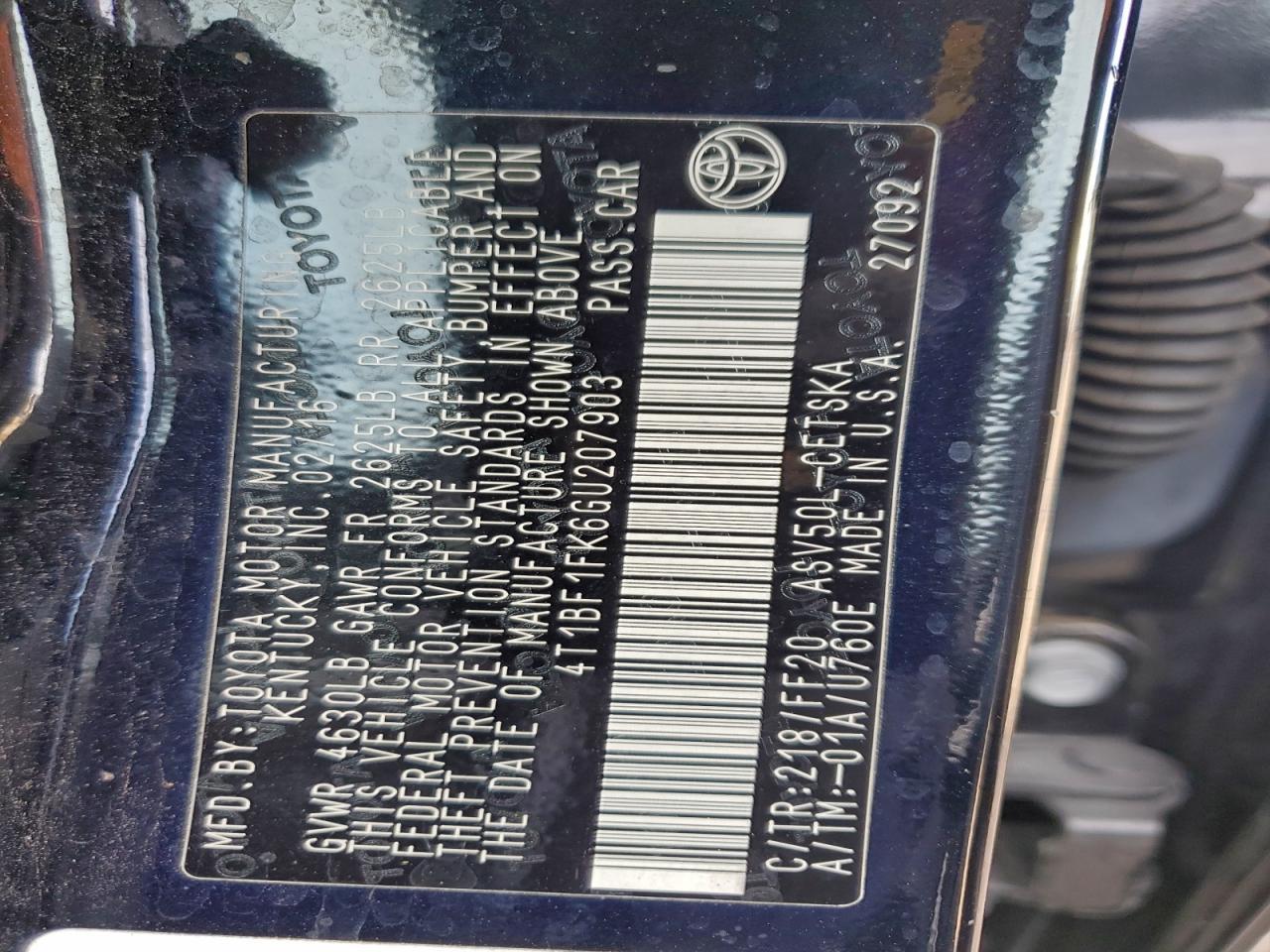2016 TOYOTA CAMRY