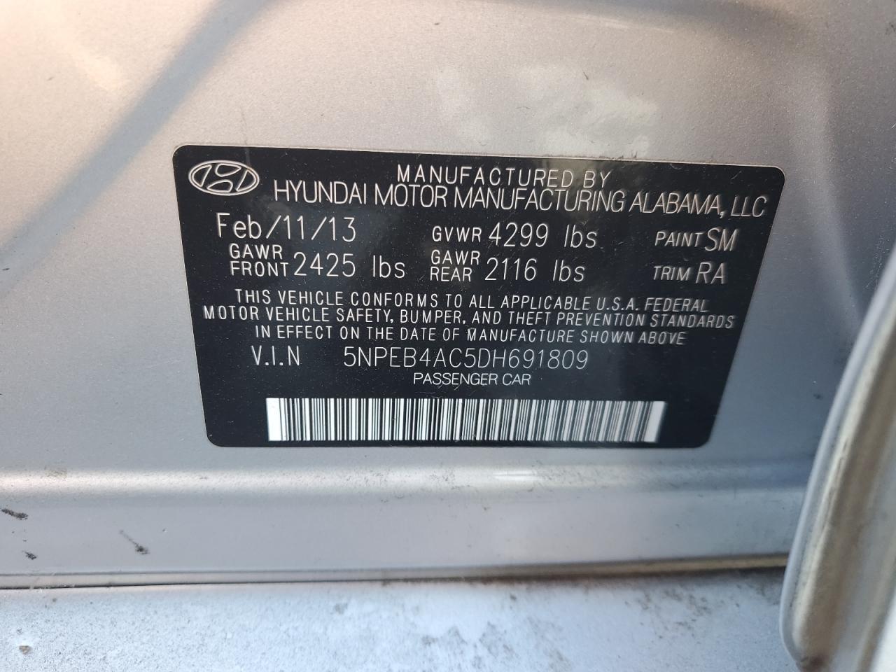 2013 HYUNDAI SONATA