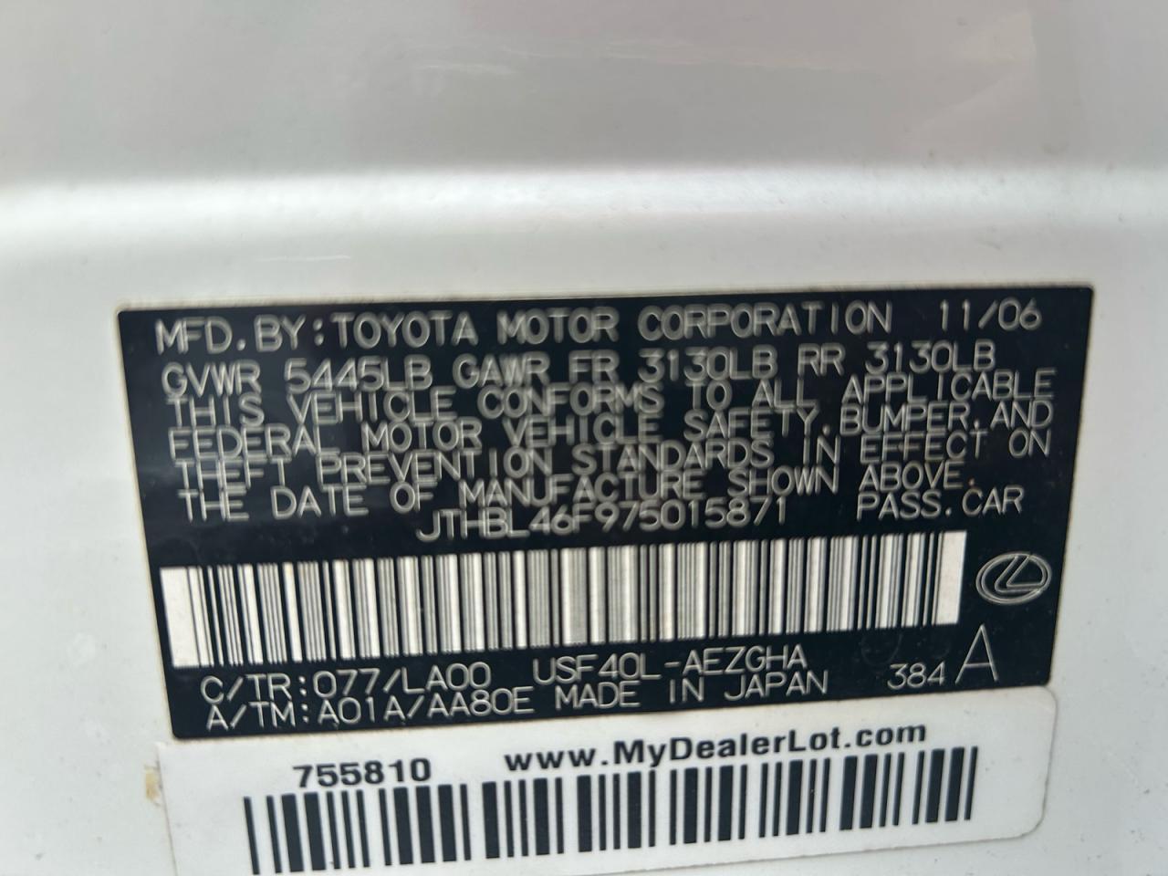 2007 LEXUS LS 460