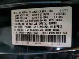2012 HONDA ACCORD