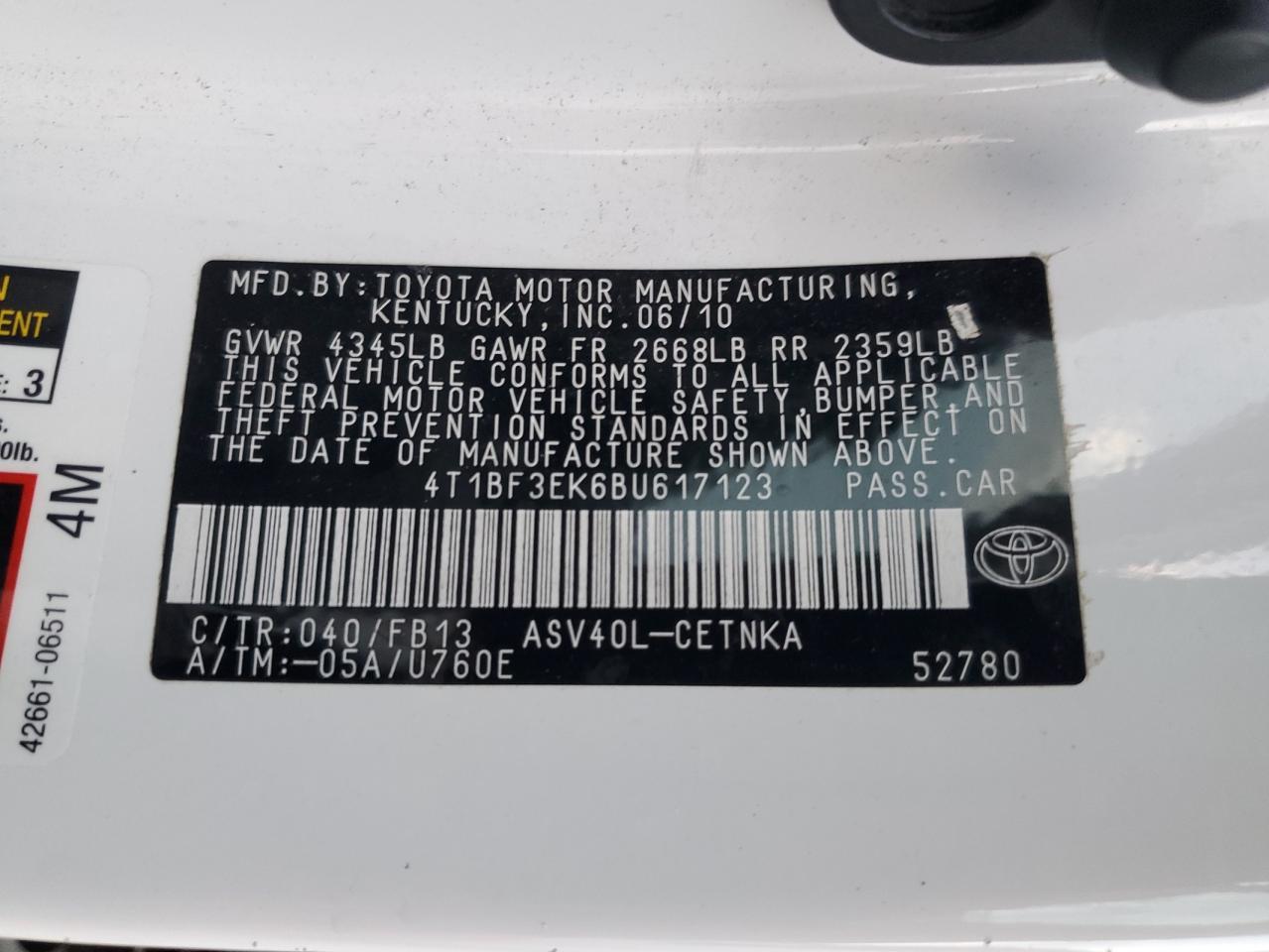 2011 TOYOTA CAMRY