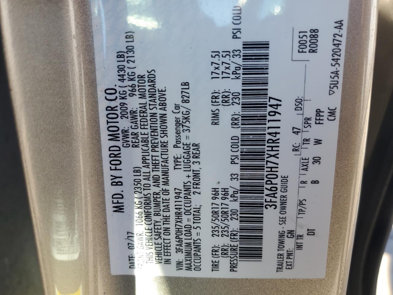 2017 FORD FUSION