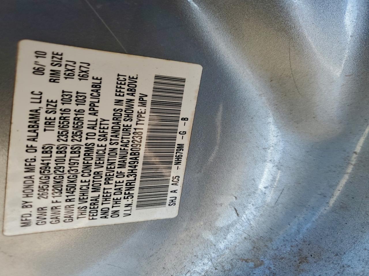 2010 HONDA ODYSSEY