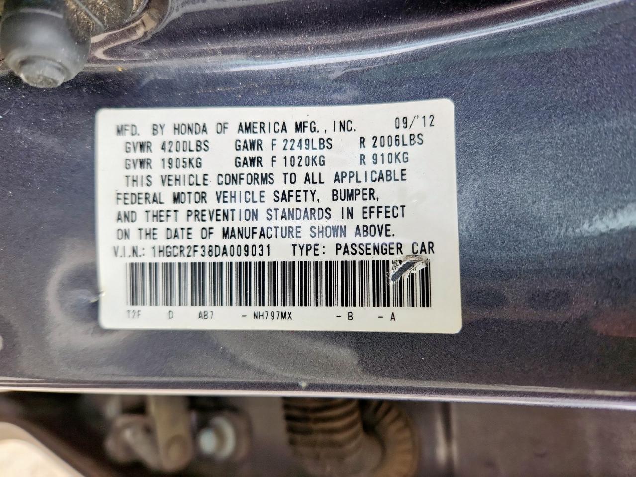 2013 HONDA ACCORD