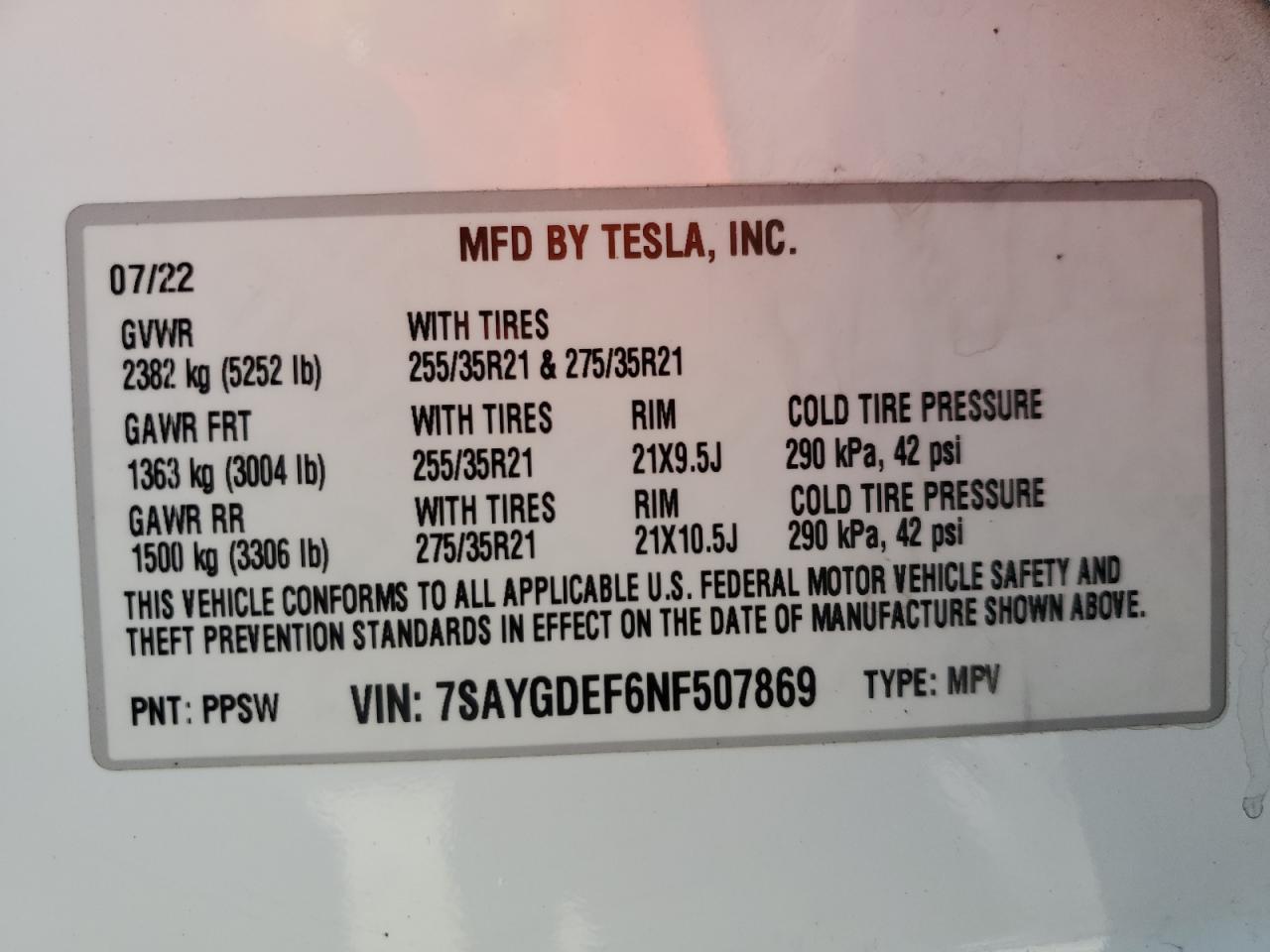 2022 TESLA MODEL Y