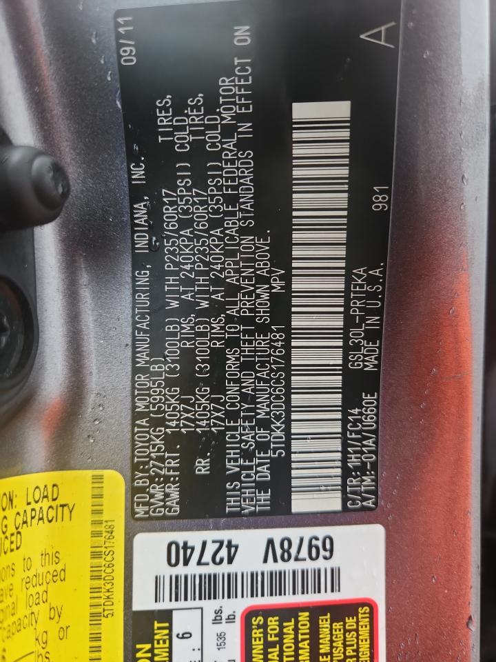 2012 TOYOTA SIENNA