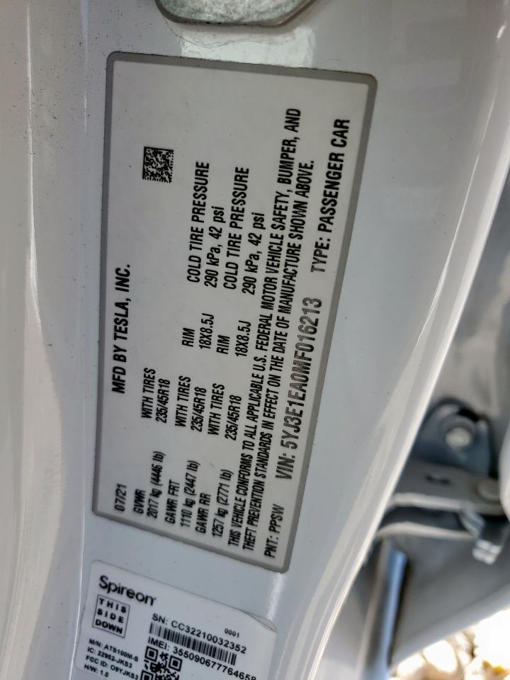 2021 TESLA MODEL 3
