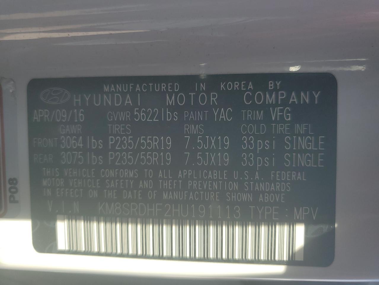 2017 HYUNDAI SANTA FE