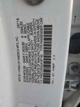 2018 HONDA ACCORD