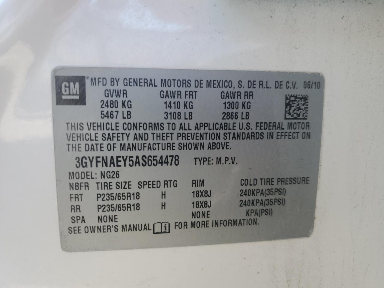 2010 CADILLAC SRX