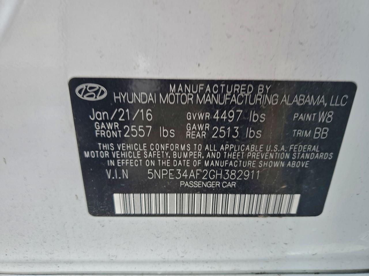 2016 HYUNDAI SONATA