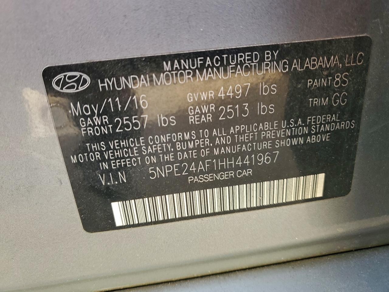2017 HYUNDAI SONATA