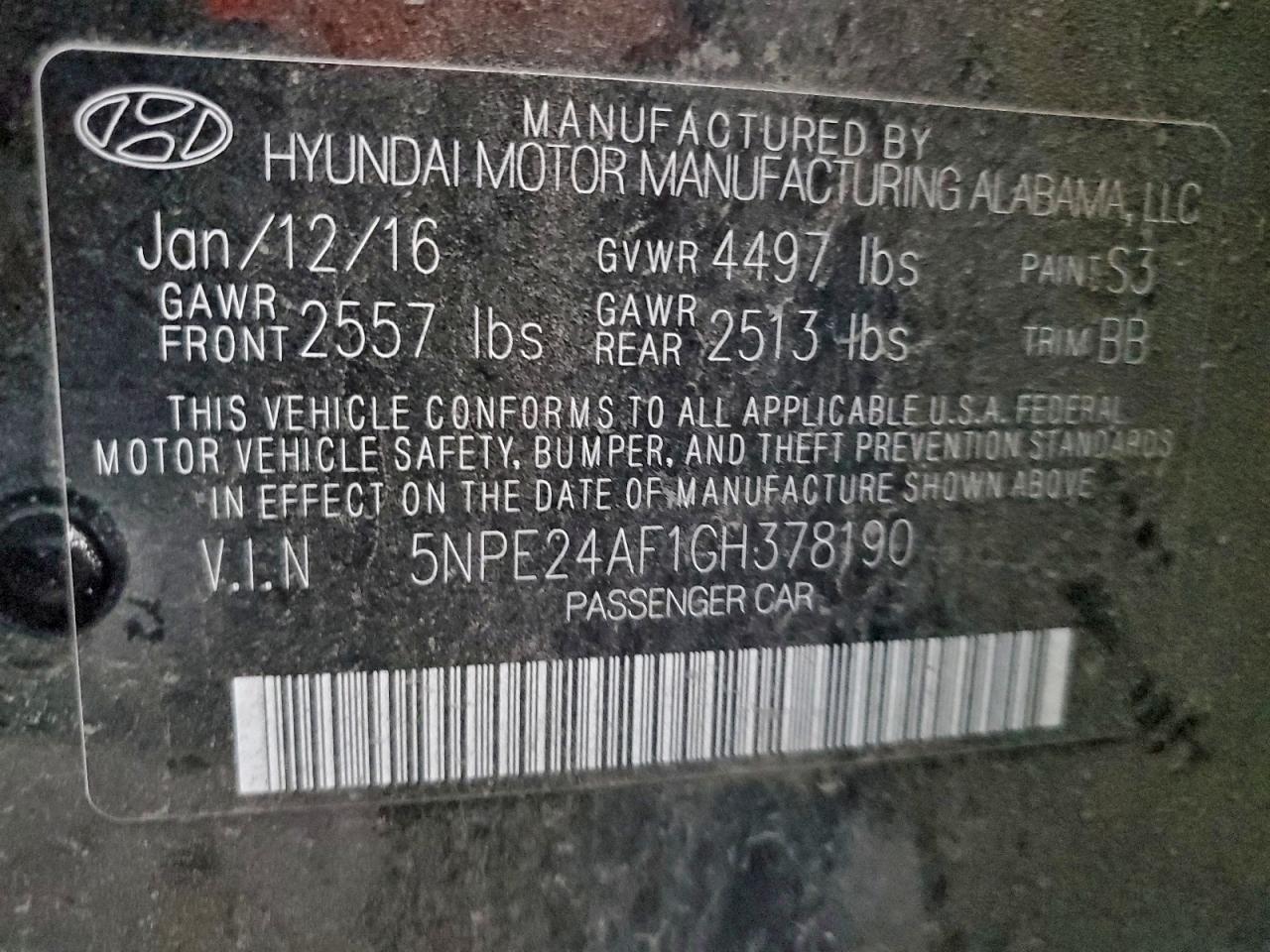 2016 HYUNDAI SONATA