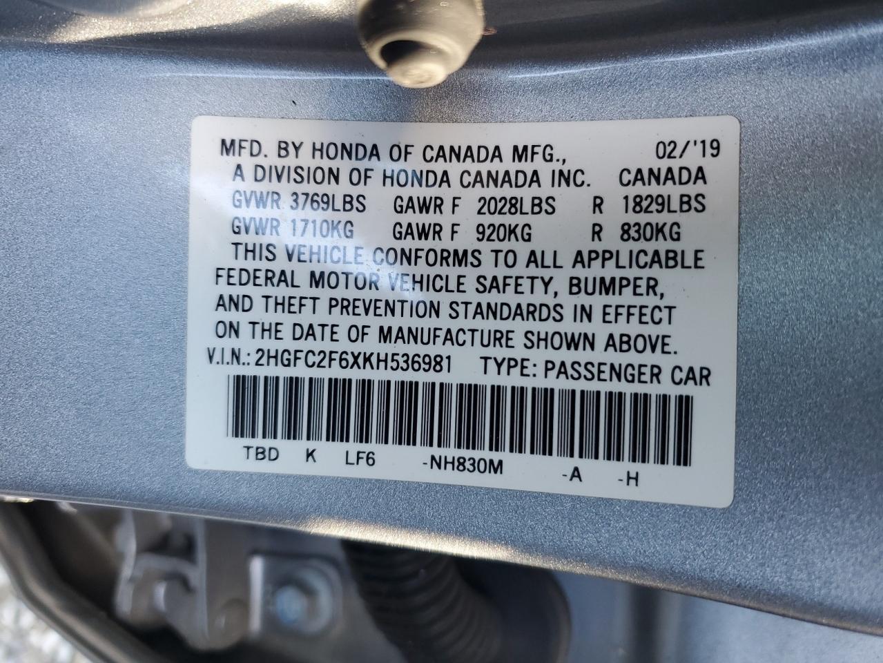 2019 HONDA CIVIC
