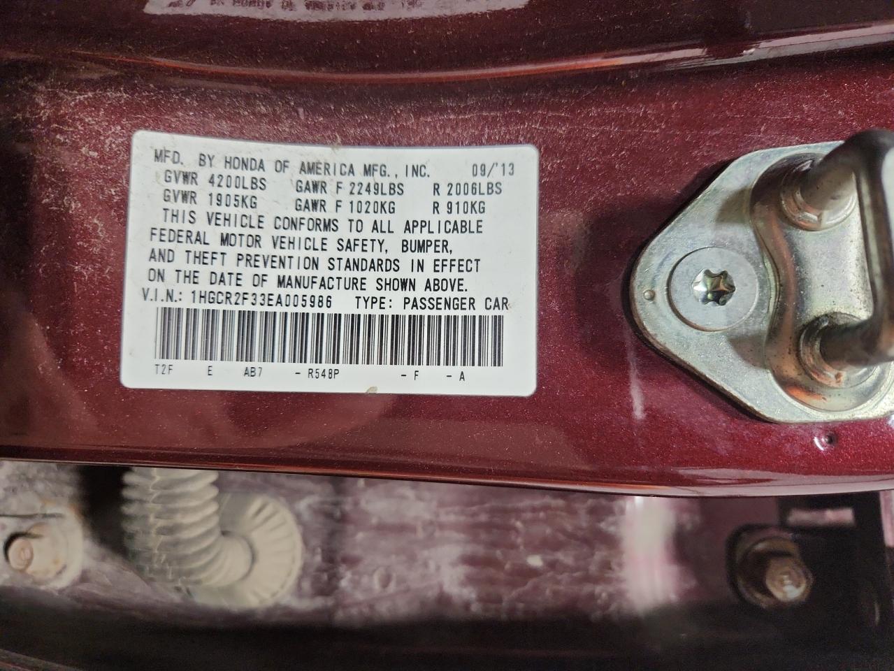 2014 HONDA ACCORD