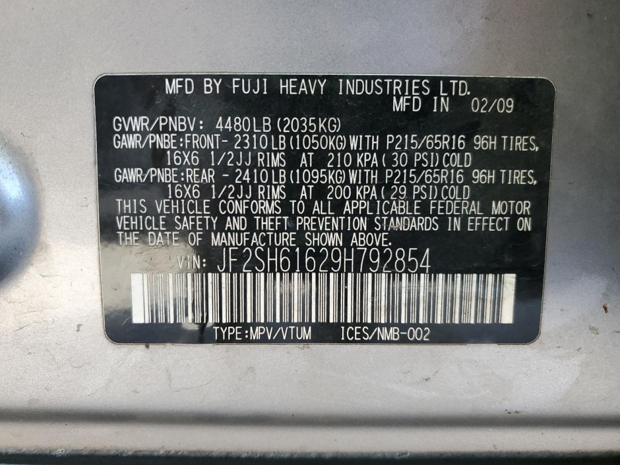 2009 SUBARU FORESTER