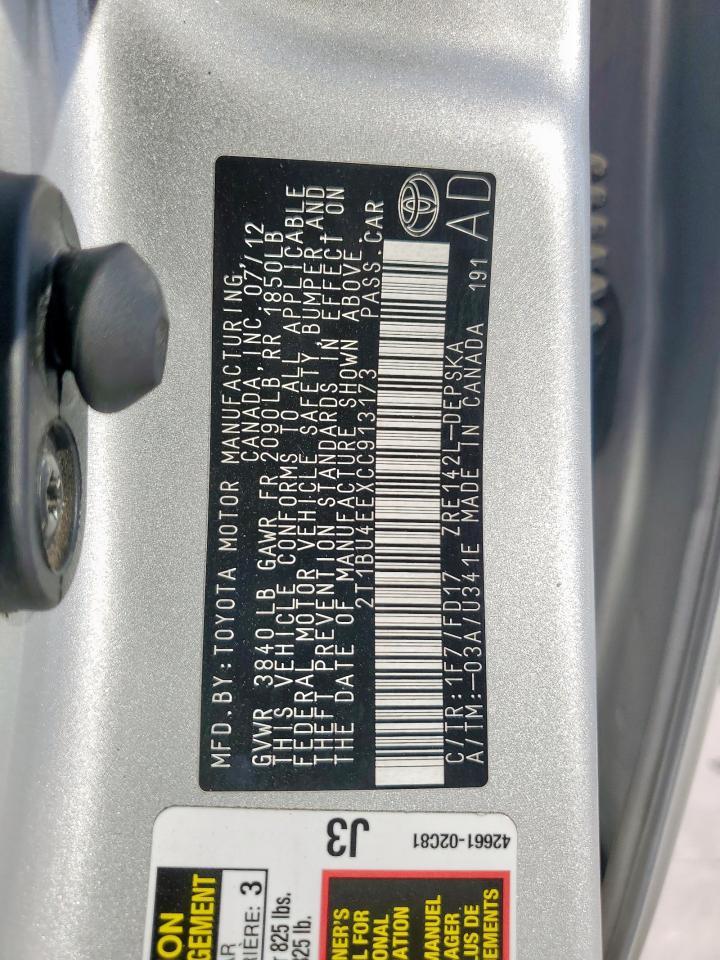 2012 TOYOTA COROLLA
